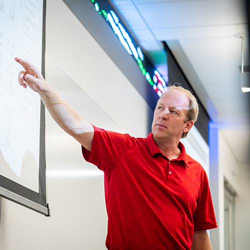 a business instructor teaching