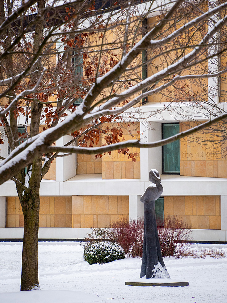 statue in the snow