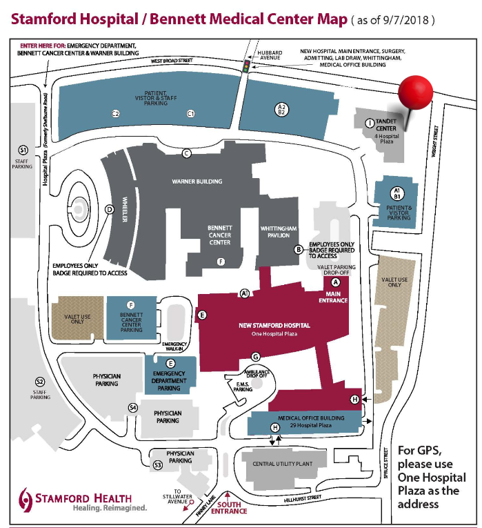Map of Stamford Hospital Campus | View PDF below for accessible version