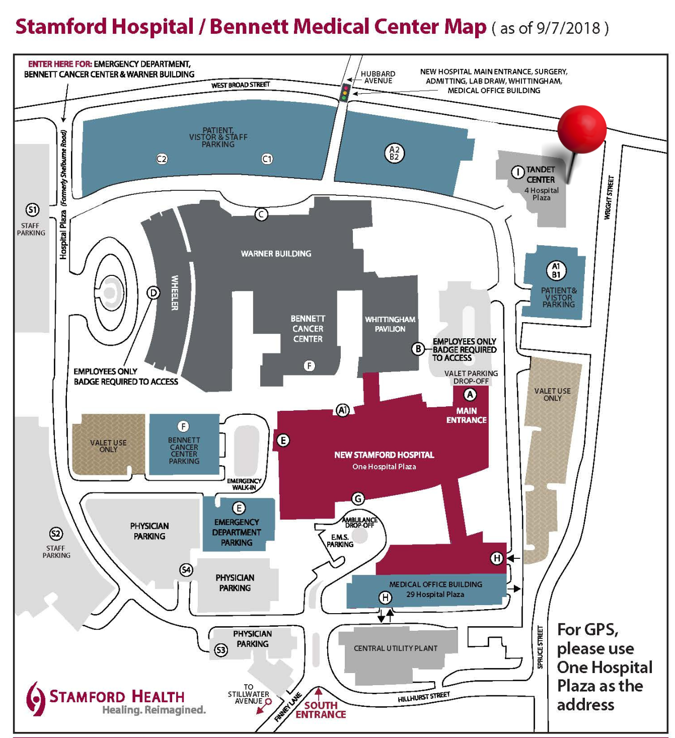 Map of Stamford Hospital Campus | View PDF below for accessible version