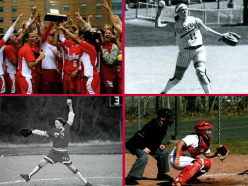 collage of softball photos