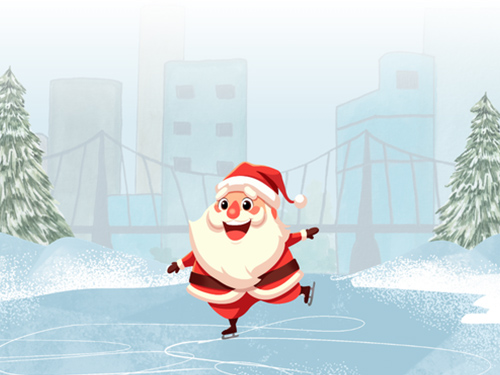 Santa ice skating