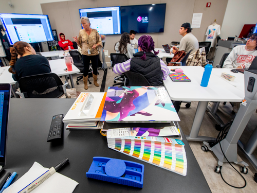 Students in graphic design studio