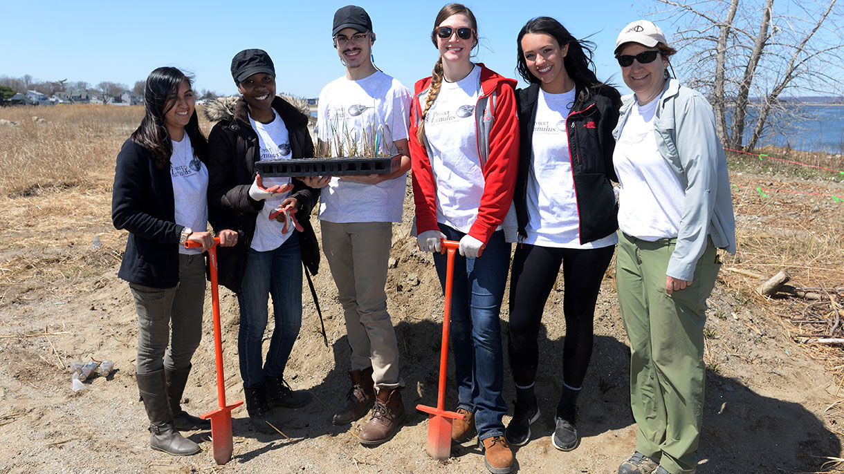 group of Sacred Heart students on Earth Day