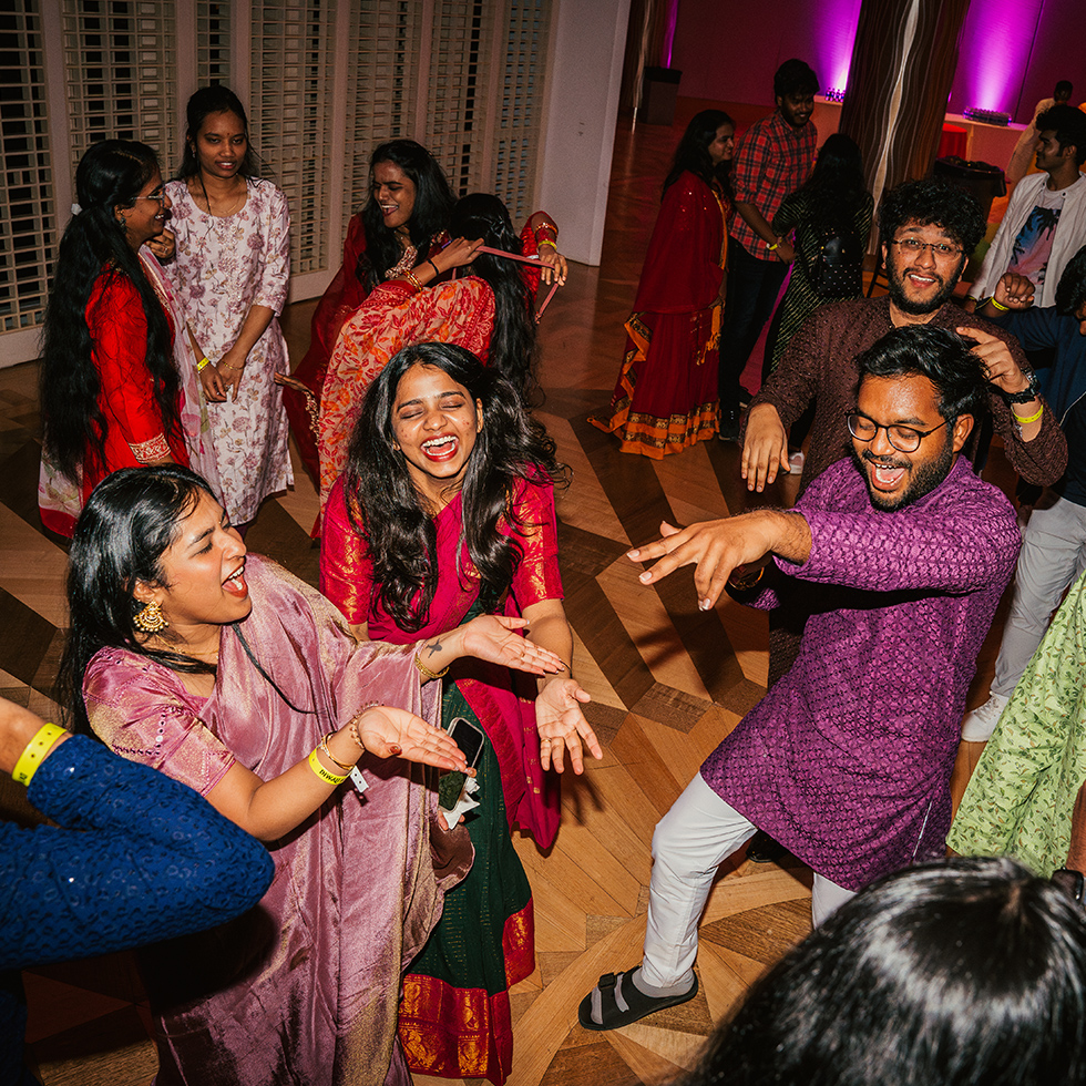 people dancing at a Diwali celebration