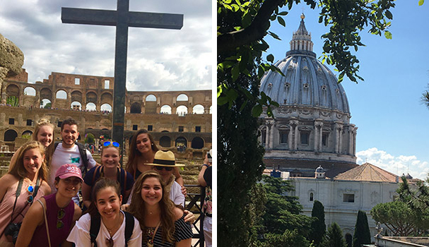 images of students and buildings in Rome