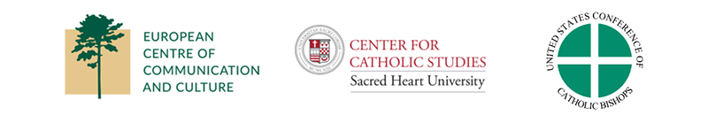 European Centre of Communication and Culture, Sacred Heart University Center for Catholic Studies and US Conference of Catholic Bishops logos