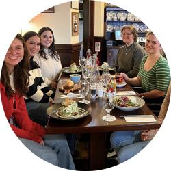 Students eating in a restaurant