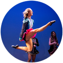 a claddagh dancer jumping