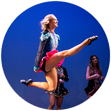 a claddagh dancer jumping