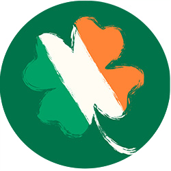 graphic illustration of a green, white and orange shamrock