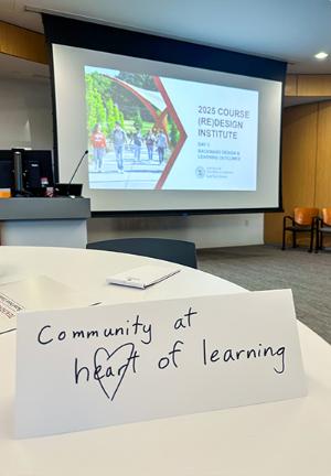 Note that says community at heart of learning