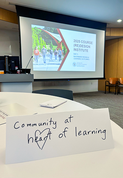Note that says community at heart of learning