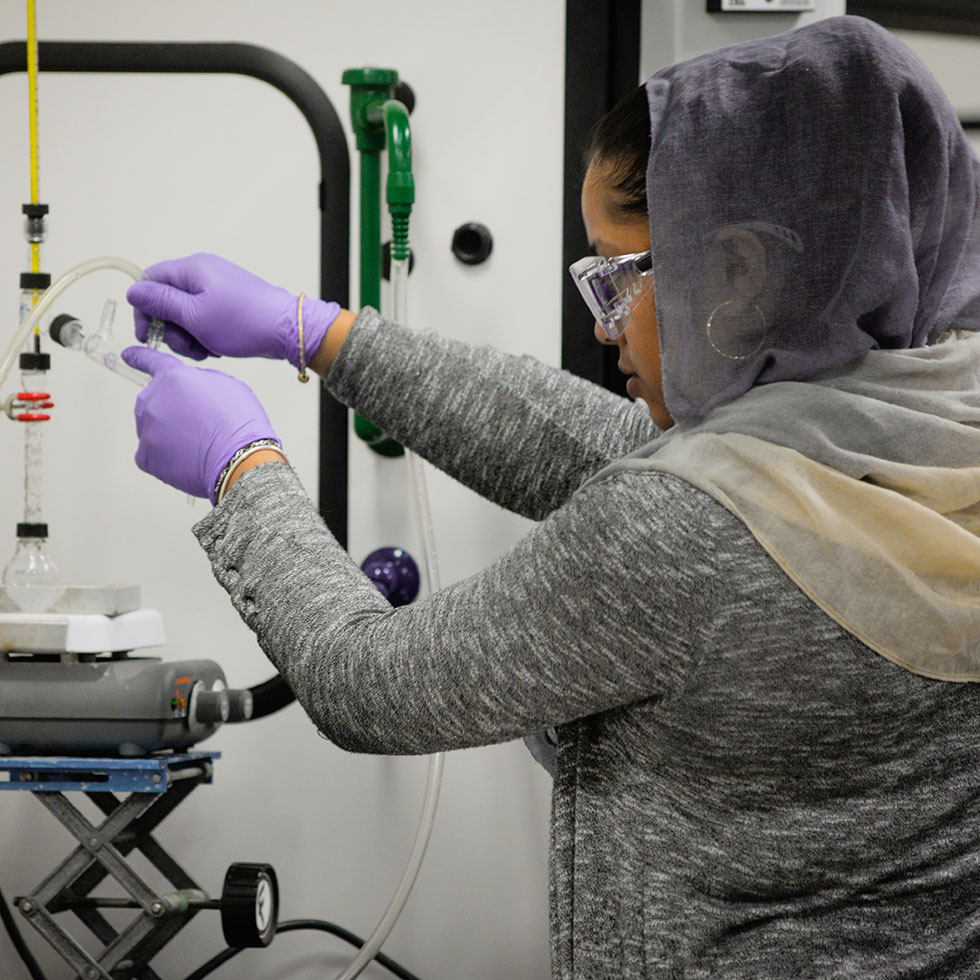 student in a chemistry lab
