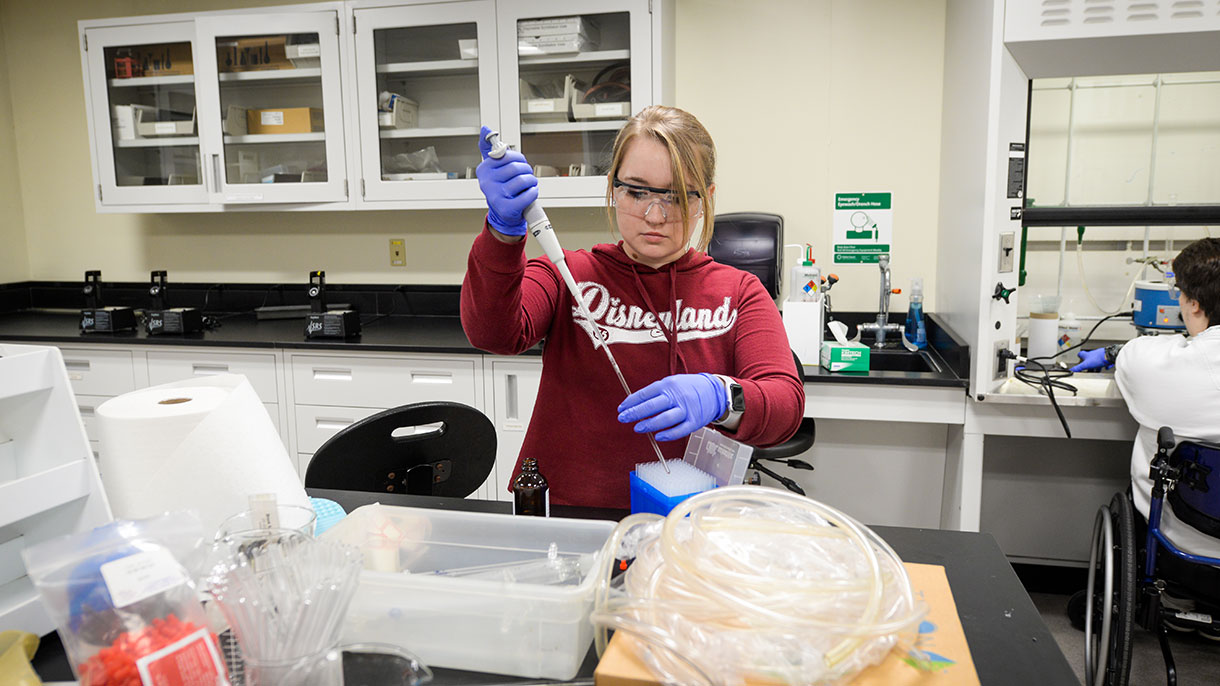 chemistry student in the lab