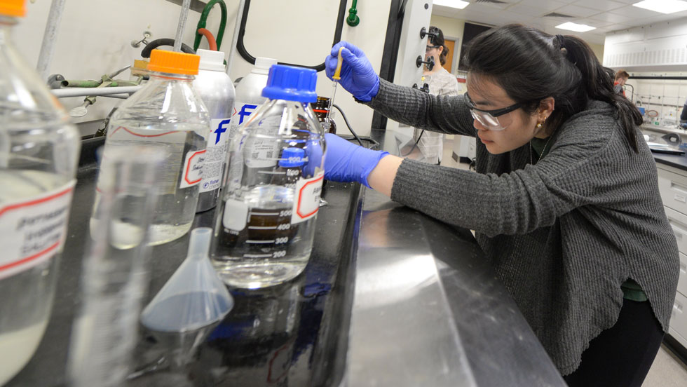 Student in chemistry lab