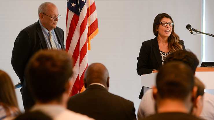 speaker giving a speech
