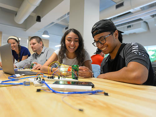 Business Students in Engineering Lab