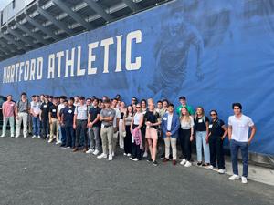 Group of students outside of Hartford Athletic