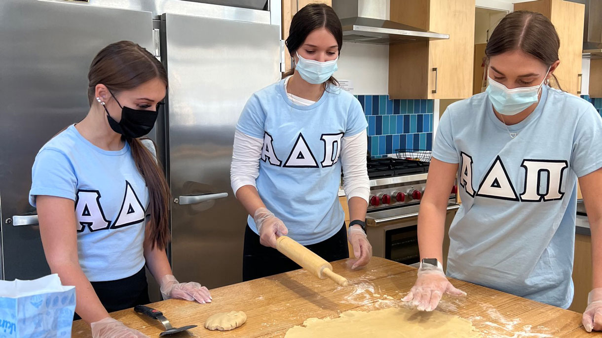Members of Alpha Delta Pi participating in a philanthropy event