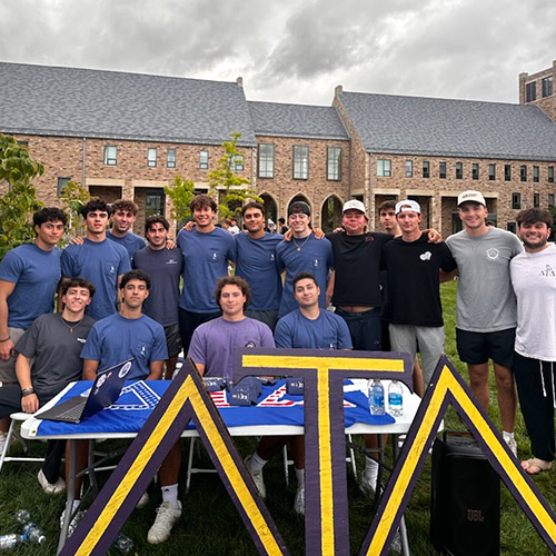 members of a fraternity with their letters