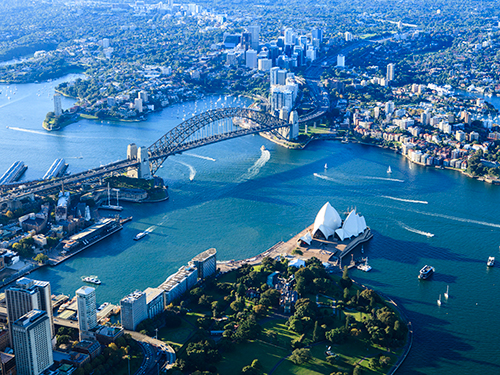 Sydney harbor in panorama view 
