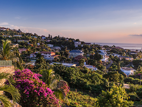 Kingston city in Jamaica sunset