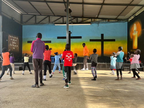 Kenyan students doing an activity