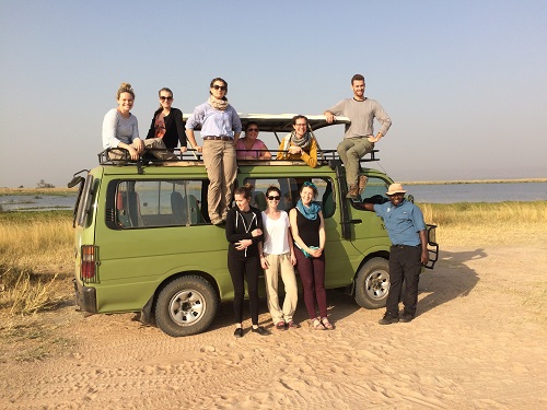 Students on a van