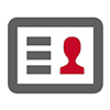 ID Card with a portrait silhouette on the right and lines to indicate where text would be on an ID, on the left
