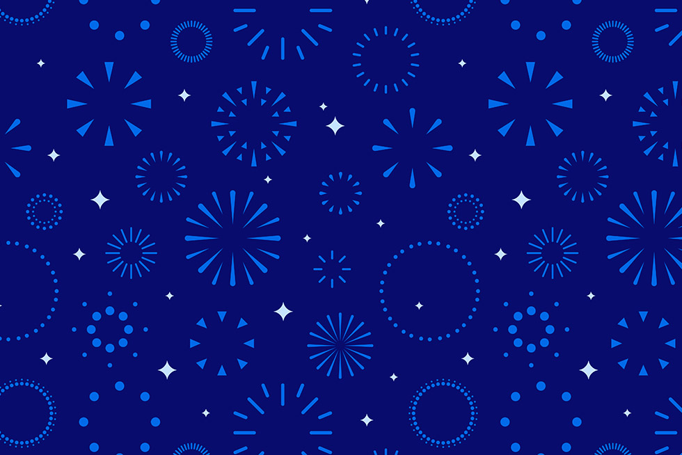 graphic illustration of blue fireworks