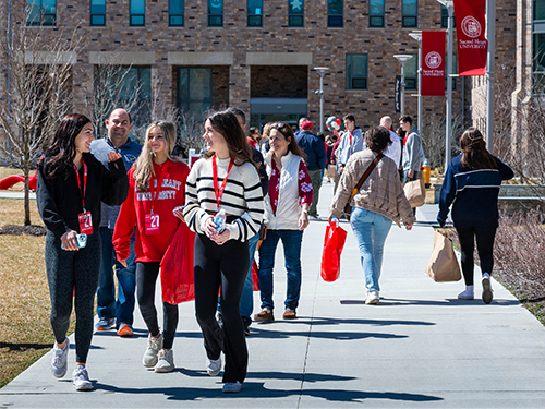 people on a campus tour