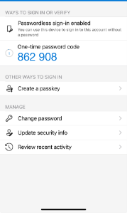 Screenshot depicting code in MFA app