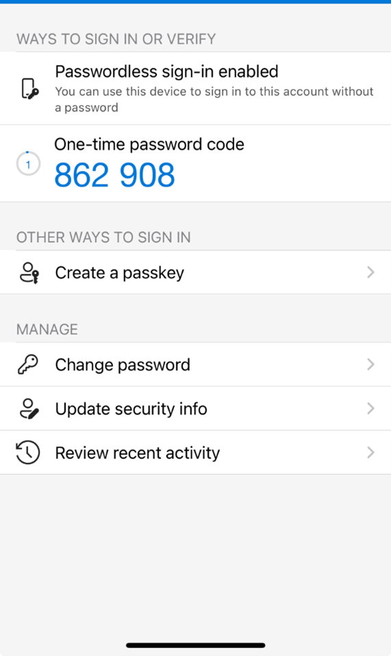 Screenshot depicting code in MFA app
