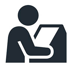 Person at a kiosk