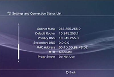 Setting to find your MAC address