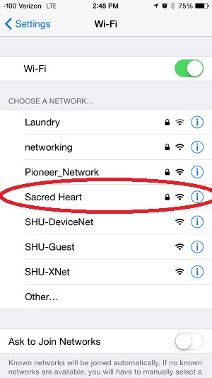 select sacred heart wifi