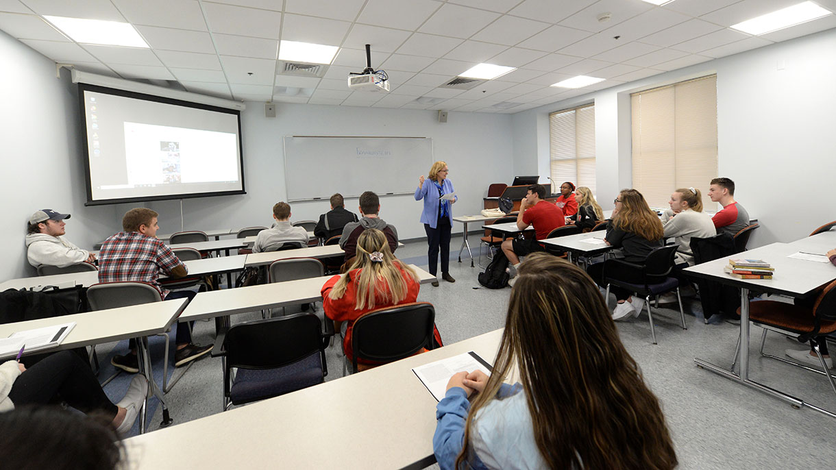 English Professor teaching a class