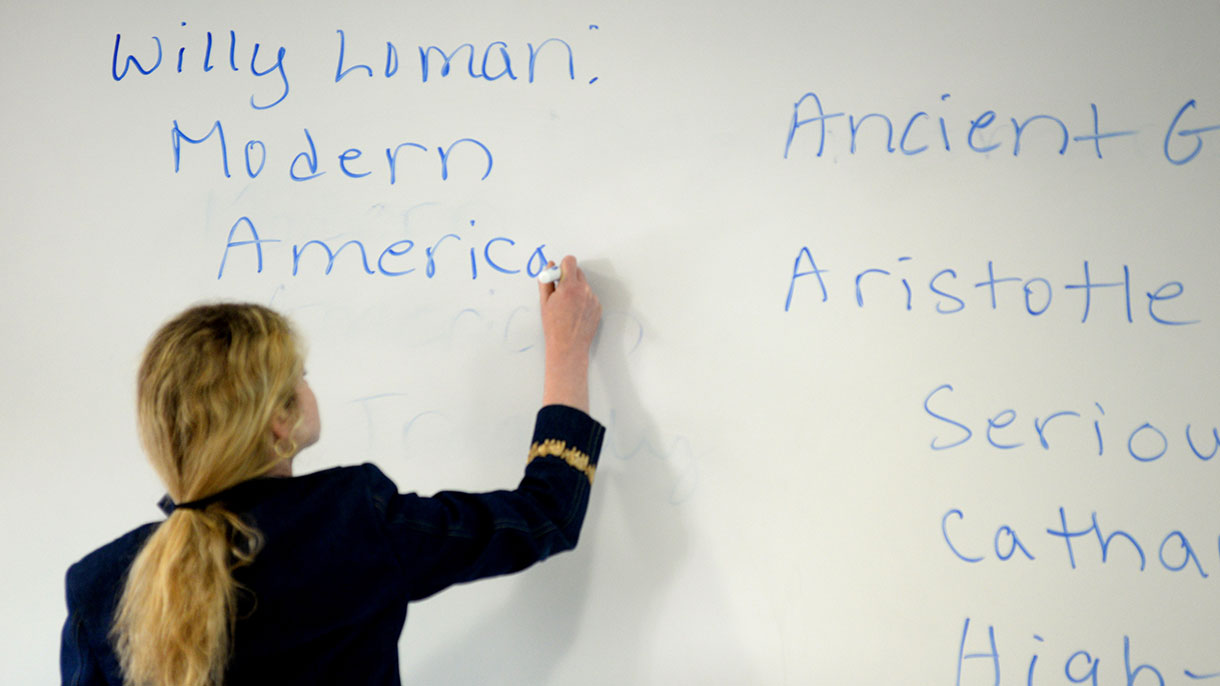 professor writing on the whiteboard 