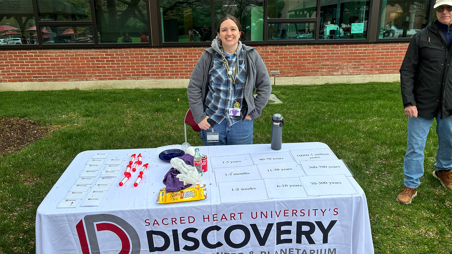 A representative from the Sacred Heart University Science Center and Planetarium