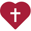 graphic icon of a heart with a cross in the middle of it