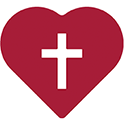 graphic icon of a heart with a cross in the middle of it