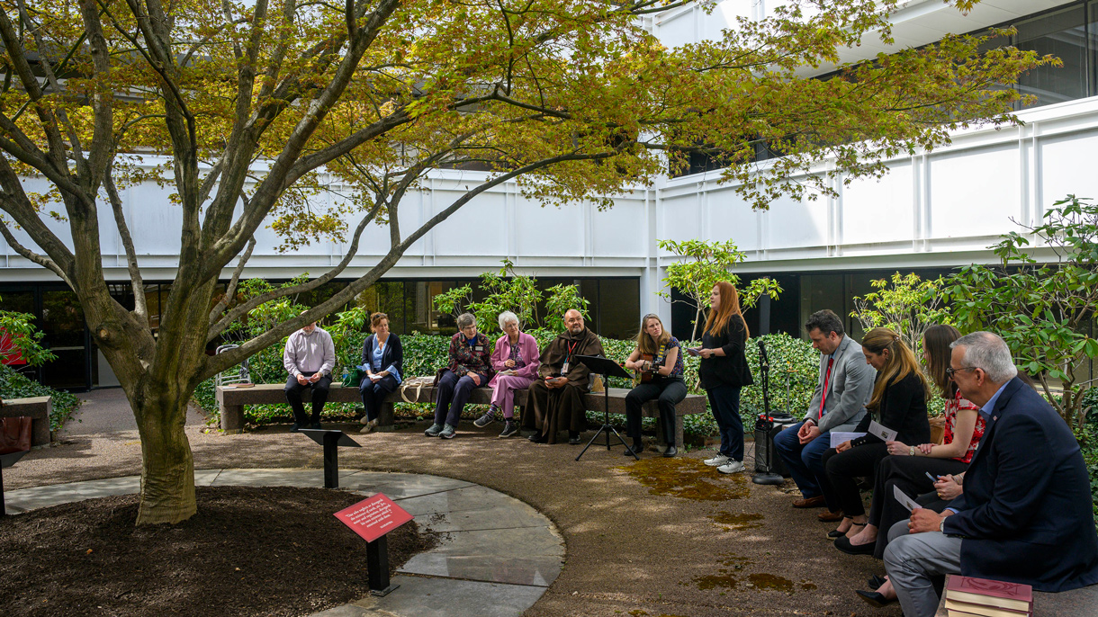 Courtyard Contemplative Garden with people