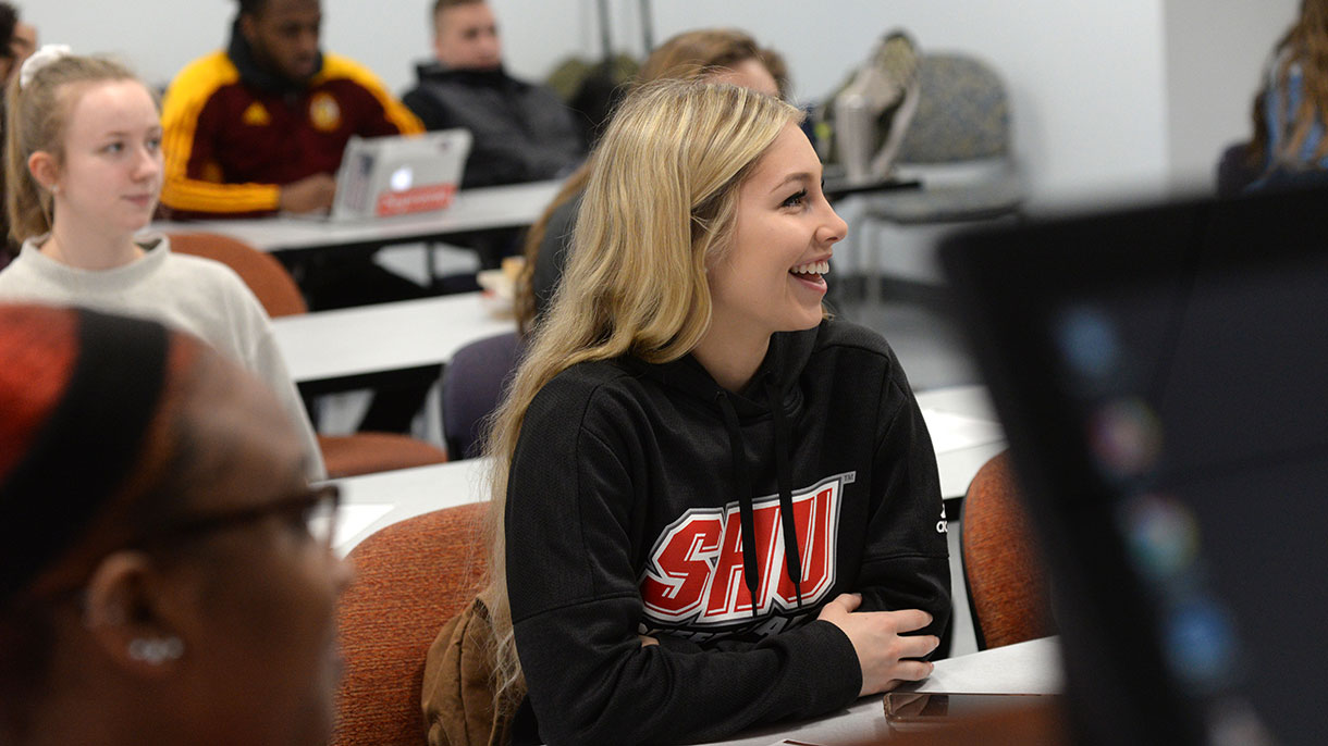 Sacred Heart student listening in class