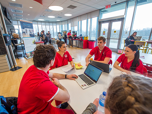 Nursing students gathered in a cafe