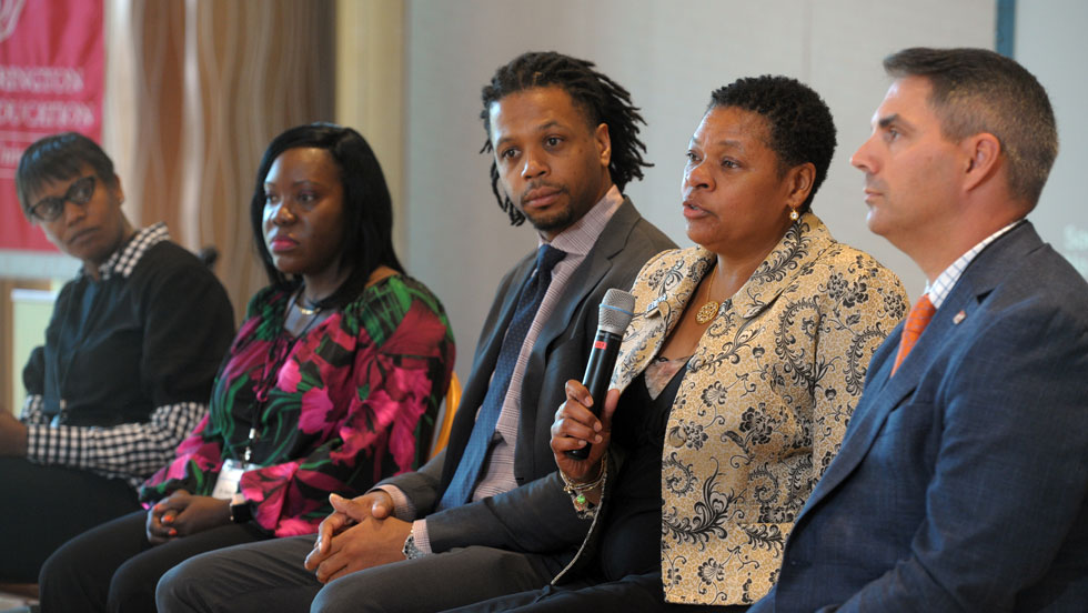 Panel of professionals answering questions