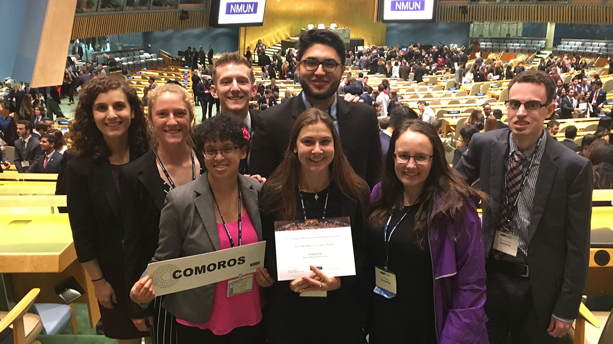 SHU Model UN team with their Honorable Delegation award