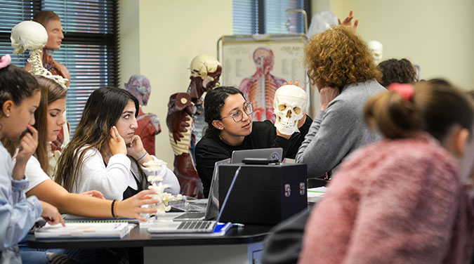 Students studying for biology