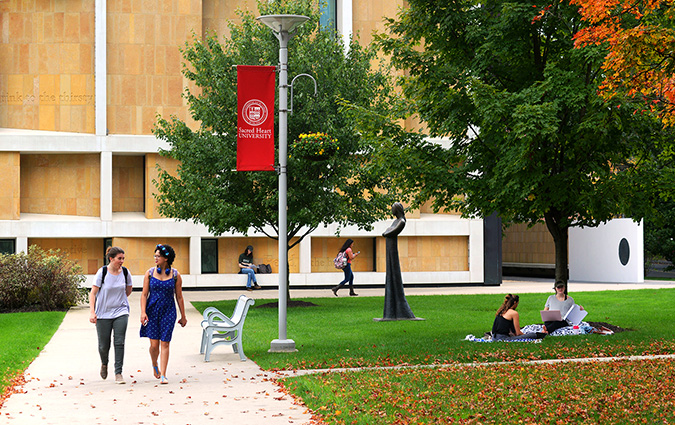 Students walking on campus