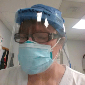 Sandra Brown with PPE